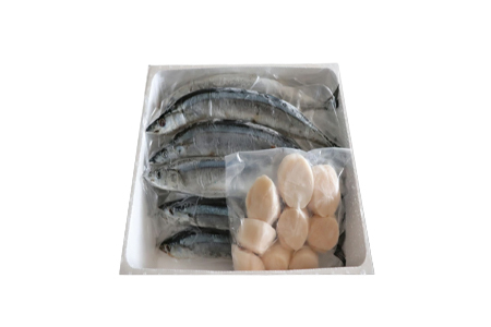 冷凍生さんま5尾×5P、ほたて貝柱200g×2Pセット C-30038