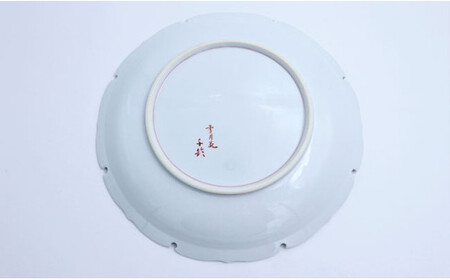 有田焼 雪輪皿22cm しだれ桜文【赤絵白磁硯処 雪月花】食器 うつわ 器 磁器 陶磁器 皿 飾り皿 プレート メインプレート 雪輪皿 雪輪 花 桜 さくら 手描き A45-323