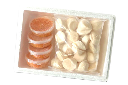 いくら醤油漬け100g×4P、ほたて貝柱500g×2P D-36034