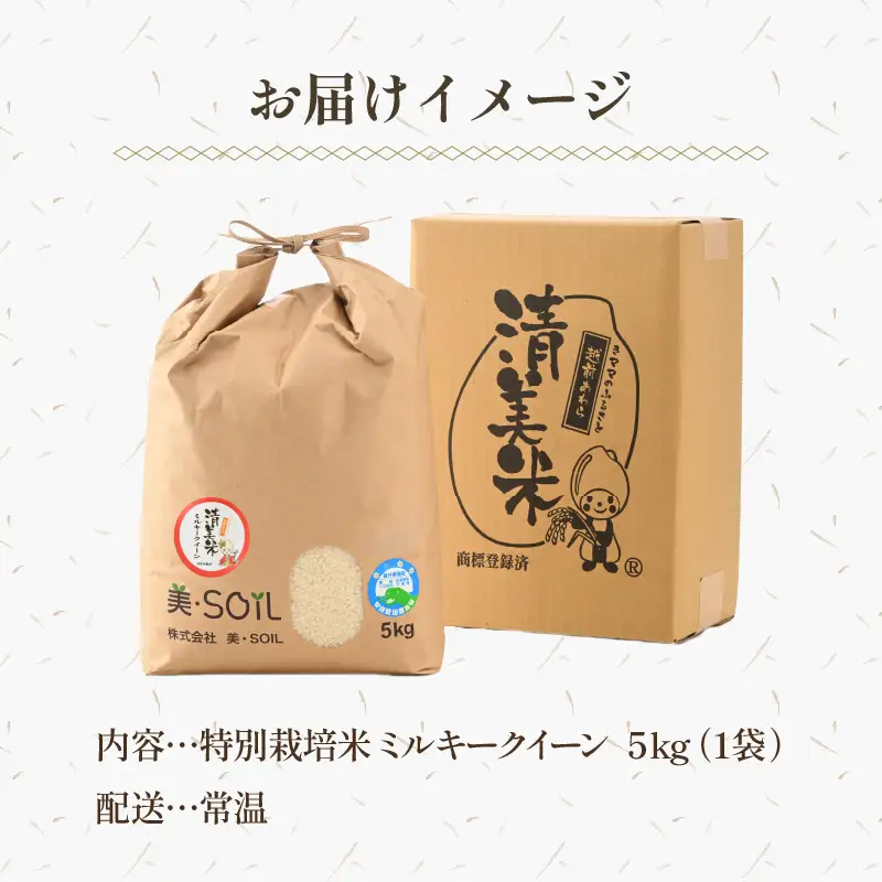 【先行予約】【令和8年産 新米】ミルキークイーン 5kg 精米 特別栽培米 低農薬 《食味値85点以上！こだわり精米》 / 福井県 あわら市 北陸 米 お米 人気 白米 精米 ※2026年9月上旬より順次発送 [aw032-a014]