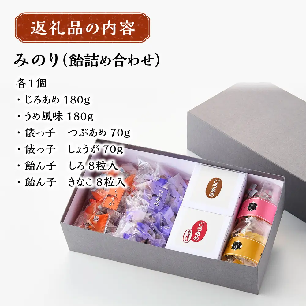 俵屋 みのり（飴詰め合わせ） 