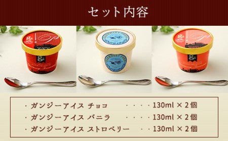 ガンジーアイス 6個セット（バニラ、チョコ、ストロベリー）