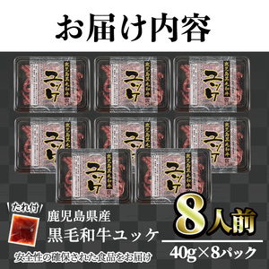 【ふるなび限定】鹿児島県産 黒毛和牛 ユッケ 8人前(40g×8パック) 国産 牛肉 ユッケ【カミチク】A992 FN-Limited-PR