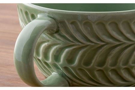 【波佐見焼】Rosemary ペア スープマグ セット（オリーブ・ライトグレー） スープカップ 食器 陶器 【トーエー】 [QC21] 波佐見焼 九州 