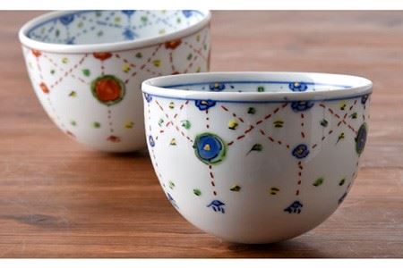 【波佐見焼】瓔珞文ころころカップ・はし置きペアセット 茶碗 湯飲み 小鉢 食器 皿 【一夢窯】 [ZD02] 波佐見焼