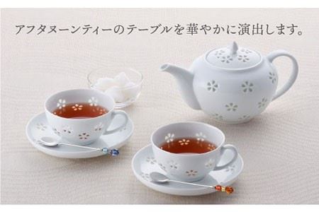 【波佐見焼】水晶花詰ティータイム ティーポット カップ ソーサー ペアセット 食器 皿 【丹心窯】 [AB20]  波佐見焼