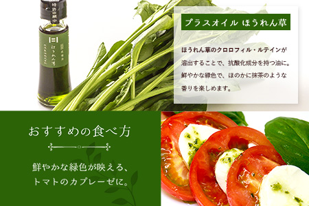 熊本県 大津町産 プラスオイル(とまと・にんじん・ほうれん草)ミニ3本セット(45g×3本)《60日以内に出荷予定(土日祝除く)》肥後製油株式会社