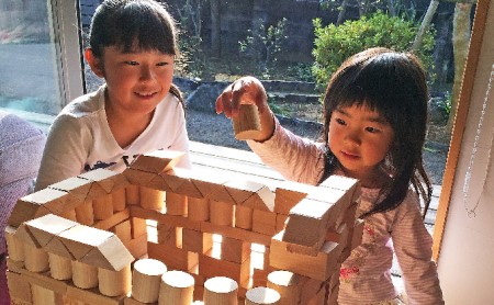 木こりの積木ランド M 玩具 おもちゃ 工芸品 桧 檜 ヒノキ  ネームあり