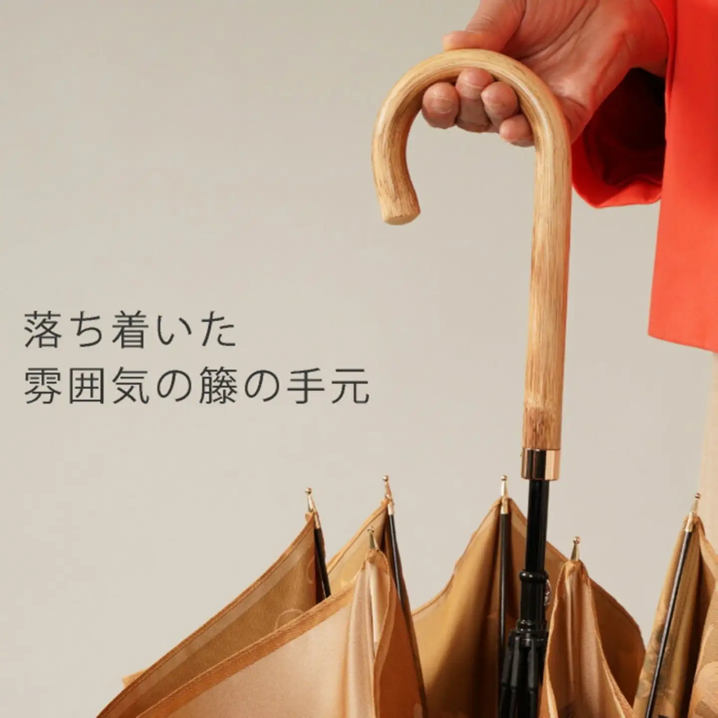【槙田商店】晴雨兼用長傘　絵おり　バラとぶどう　ベージュ