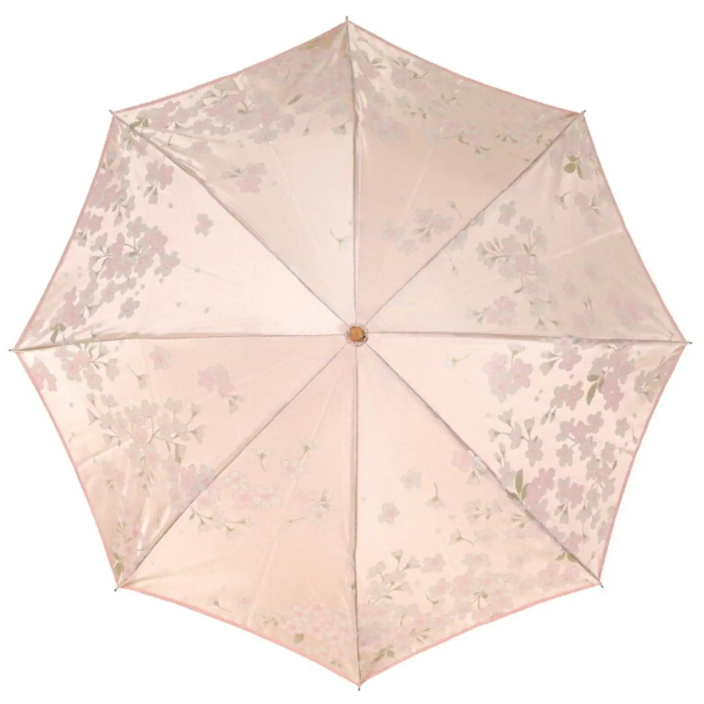 【槙田商店】晴雨兼用折りたたみ傘　絵おり　桜　ベージュ