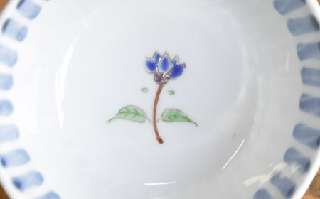 【波佐見焼】十草一つ花線彫り 小鉢 5個セット 食器 皿 【藍水】 [GB11]  波佐見焼