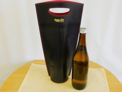 【日本酒1本つき】牛革使用 ワインキャリーバック720ml 1本用（黒×赤・黒・赤） ファッション かばん トートバッグ 手提げ  赤
