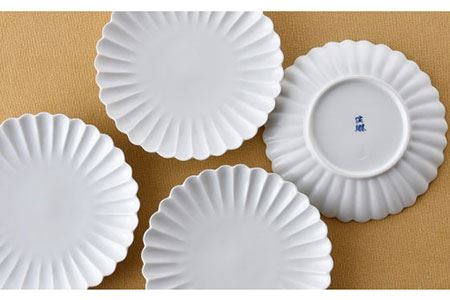 【陶器市特集】【波佐見焼】菊型 中皿 プレート 5枚セット（白） 食器 皿 【洸琳窯】 [GE18]  波佐見焼