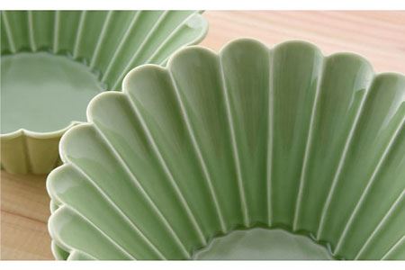 【波佐見焼】菊型 大鉢 ボウル 5点セット（緑） 食器 皿 【洸琳窯】 [GE23]  波佐見焼