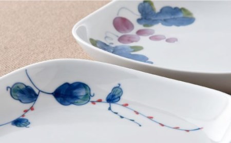 【波佐見焼】水引草・マスカット 正角 プレート セット 食器 皿 【松幸陶芸】 [HB34] 波佐見焼