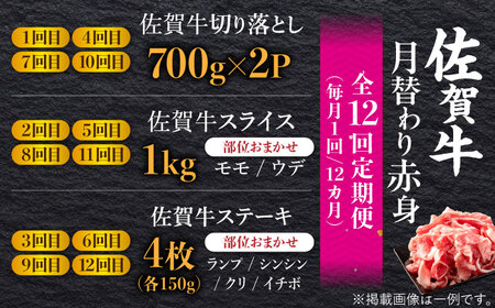 【全12回定期便】A4 A5 佐賀牛赤身 計12kg 黒毛和牛[FAY021]