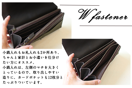 ミネルバボックス Wファスナー長財布 コニャック(キャメル) 革長財布 レザークラフト Lazy fellow《受注制作につき最大1カ月以内》 熊本県大津町