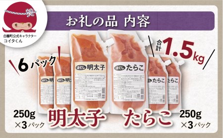 ほぐしたらこ・ほぐし明太子 各 250g × 3 合計 1.5kg_I010-0495