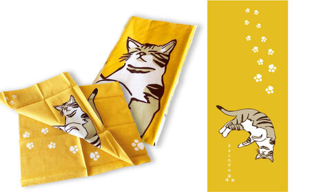 【猫グッズ】ネコのかわいい手ぬぐい ２点セット[AOBX003] ねこ