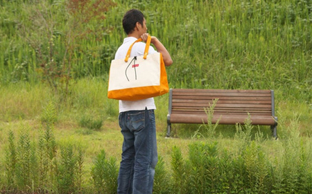 たっぷりトート＜みかん＞ 横幅48cm×縦幅33cm×マチ20cm トートバッグ かばん トート バッグ 国産 帆布 みかん F6L-133