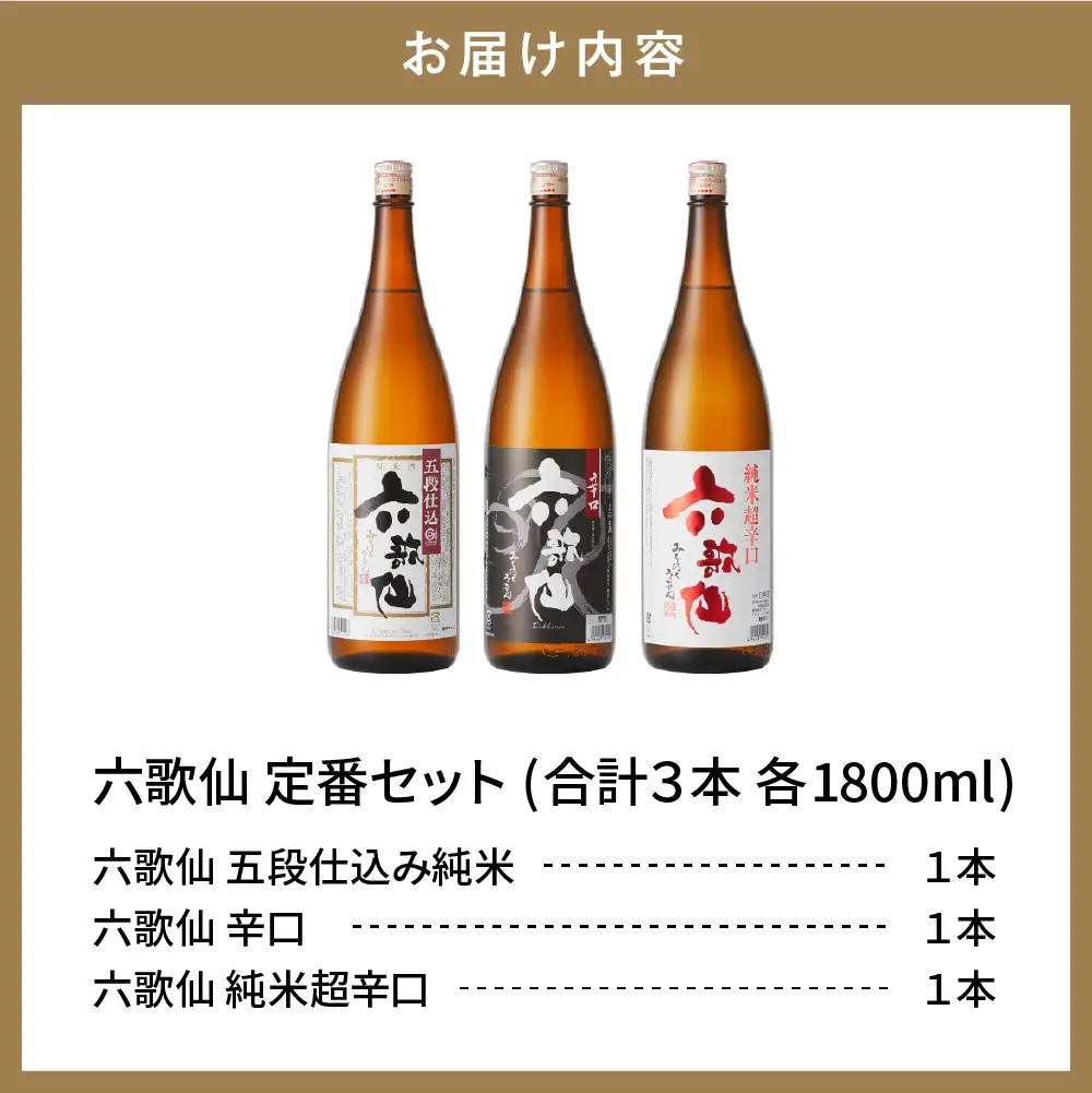 六歌仙 【 六歌仙 定番セット 】 1,800ml 酒 セット