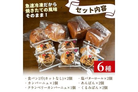A0-06 玄米ペーストぱん詰め合せ(全6種・食パン×2斤、他8個)  伊佐市 特産品 自社栽培 玄米 カンパーニュ 塩バター あんぱん くるみぱん パン 菓子パン おやつ セット 詰合せ【やまびこの郷】