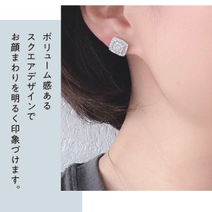 [MADE IN KOFU]PT900 ダイヤパヴェスクエアピアス TI-664