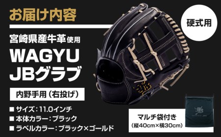 宮崎県産牛革使用 WAGYU JB 硬式用 グラブ 内野手用 JB-004(ブラック/右投げ用)