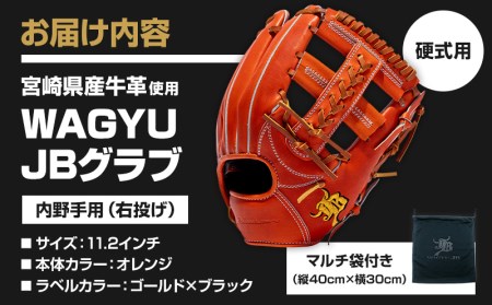 宮崎県産牛革使用 WAGYU JB 硬式用 グラブ 内野手用 JB-006S(オレンジ/右投げ用)