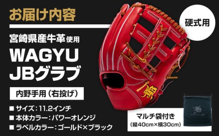 宮崎県産牛革使用 WAGYU JB 硬式用 グラブ 内野手用 JB-006S(パワーオレンジ/右投げ用)