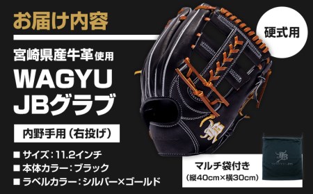 宮崎県産牛革使用 WAGYU JB 硬式用 グラブ 内野手用 JB-006S(ブラック/右投げ用)