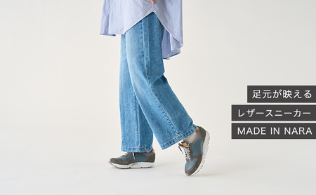 MIDFOOT ( ミッドフッド ) 婦人靴 レザースニーカー MF001JL ( グレー ) 4E ファッション シューズ レディース お洒落 レザーシューズ エコレザー 快適 履き心地  BN003 23.5cm