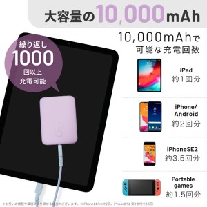 MOTTERU(モッテル) 国内最小最軽量 モバイルバッテリー  PD18W  大容量10,000mAh  スマホ約３回分充電 174g ２年保証 もってる（MOT-MB10001）　パウダーブルー【 電熱ベスト 電熱服 ヒートベスト 使用可 神奈川県 海老名市 】