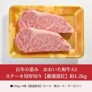 百年の恵み　おおいた和牛A5　ステーキ用厚切り【厳選部位】約1.2kg A01105