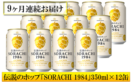 ◆9ヶ月定期便◆上富良野町発祥！伝説のホップ「ソラチエース」使用【SORACHI 1984】350ml×12缶 北海道 上富良野町 ソラチ1984 お酒 酒 飲み物 ビール 地ビール サッポロビール サッポロ ギフト 