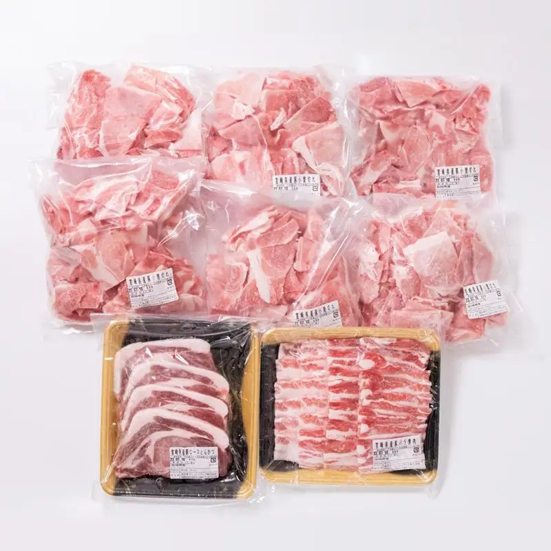 宮崎県産豚肉3種セット 合計3.8kg 小分け 焼肉 とんかつ 小間切れ＜40-2a＞