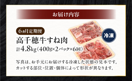【6ヶ月定期便】 高千穂牛 すね肉 400g×2パック×6回 和牛 牛肉 肉 お肉 精肉 定期便 定期 国産牛 ブランド牛 黒毛和牛 すね 牛すね肉 A4等級以上 宮崎県産 国産 贈答 贈り物 煮込み料理 シチュー カレー 簡単調理 おかず 普段使い _Tk002-t077