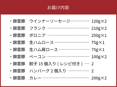 【ブランド豚肉】お米育ちの錦雲豚バラエティギフト（ハム類・餃子・ハンバーグ・カレーのセット）_FN0601