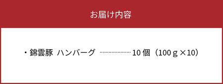 【ブランド豚肉】お米育ちの錦雲豚　お肉屋さんの手作りハンバーグ１０個_FN0802