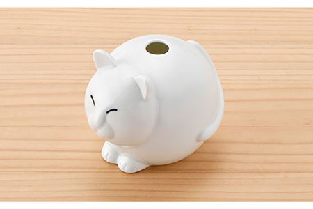 【波佐見焼】 一輪挿し ・ねこ（白釉・つや有り） インテリア 陶器 雑貨 【アトリエやま】 [RE13]  波佐見焼