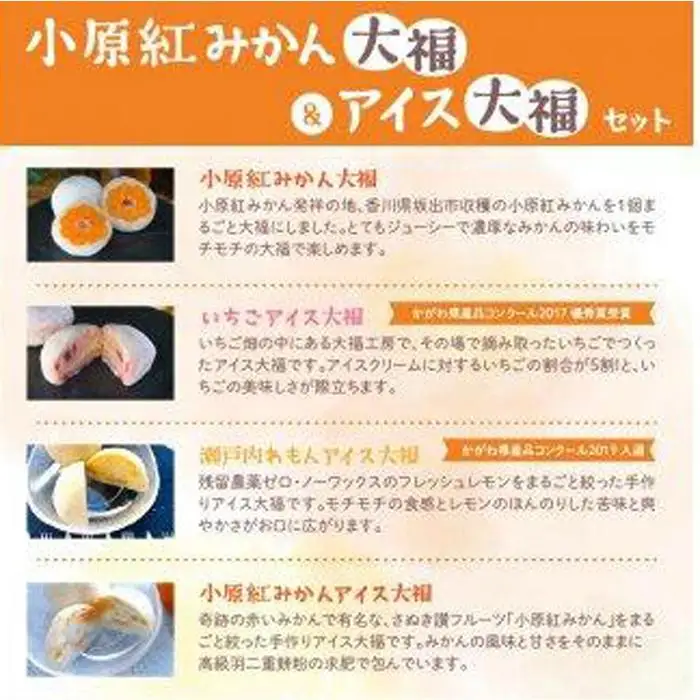 小原紅みかん大福(6個)&フルーツアイス大福3種(各2個)セット
