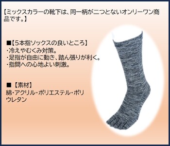 5本指ソックス・クルー(レギュラー)「雅(MIYABI)」25-27cm(M) 3足セット [2851]