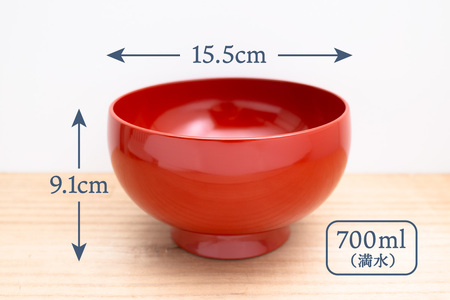赤色漆器 錦糸杯 直径約20cm 五寸 そば椀 （ 洗朱 ）直径15.5cm《 川連漆器 》/ 伝統的工芸品 天然