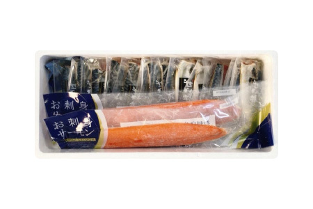 お刺身トラウトサーモン1kg、塩さばフィレ1枚×15P B-09054