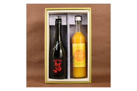山崎醸　純米大吟醸原酒「DREAM」＆みかんのお酒「はるみ」・Y049-16