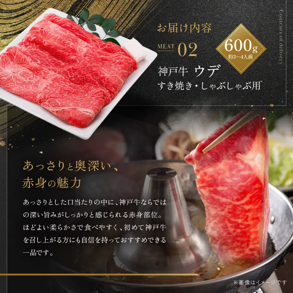 【冷蔵便】神戸牛　すき焼き・しゃぶしゃぶ紅白食べくらべセット　計1.2kg