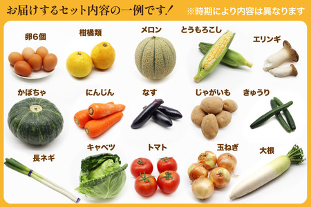 BF057 【3回定期便】旬の野菜 フルーツ 12～14品目 卵6個 セット [長崎県 島原市]