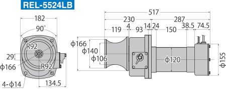 船舶用ウインチ REL-5524LB イカール 550W ブレーキ付き [0868]