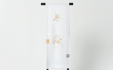 帯揚げ　白地に源氏香の刺繍 和装 民芸品 工芸品 伝統技術 篠原縫製