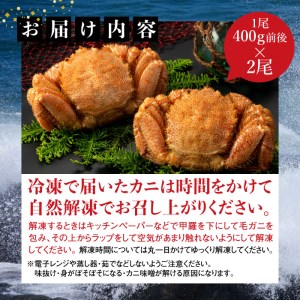 【北海道産】『冷凍』毛ガニ400g前後×2杯【急速冷凍】【520018】